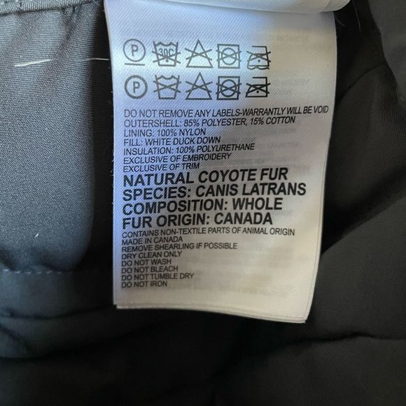 Canada Goose Hat Aviator Genuine Coyote Fur Trim Graphite Size L/XL - Picture 8 of 11